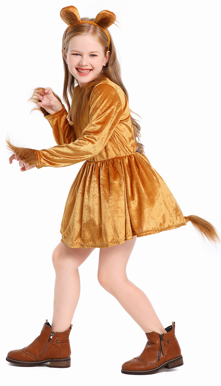 Children's Lion Dress Animal Costume Halloween Girls' Little Lion Stage Role-Playing Performance Costume