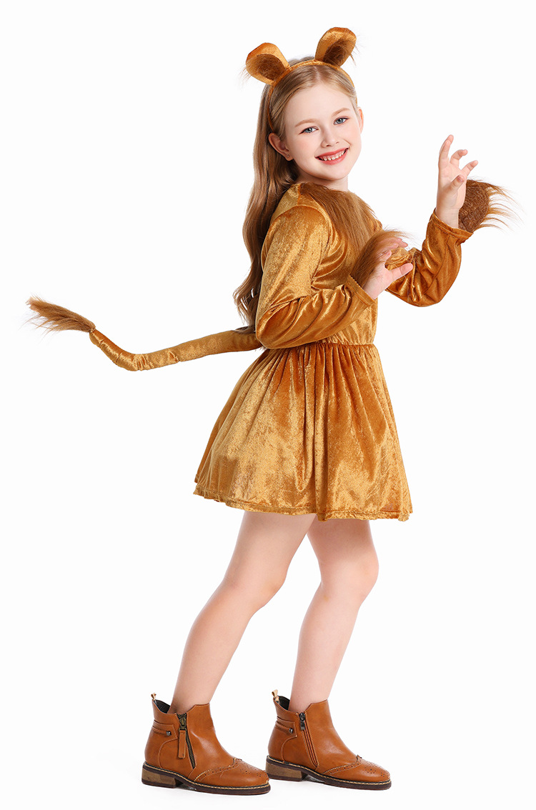 Children's Lion Dress Animal Costume Halloween Girls' Little Lion Stage Role-Playing Performance Costume