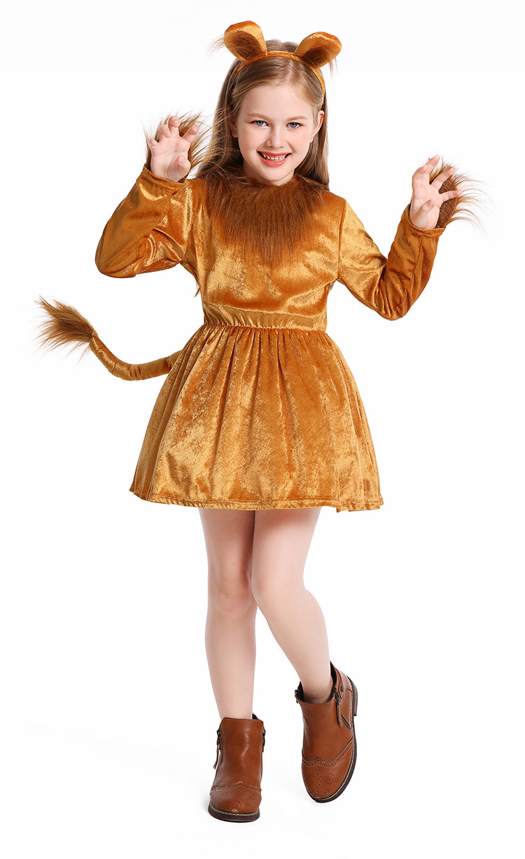 Children's Lion Dress Animal Costume Halloween Girls' Little Lion Stage Role-Playing Performance Costume