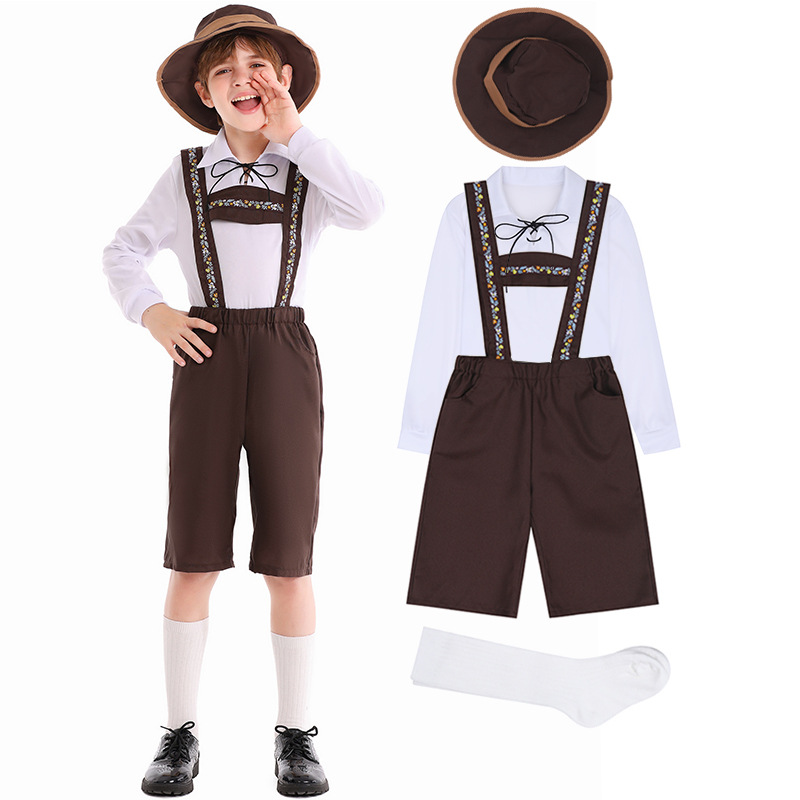 Children's Day costumes, German Beer Festival costumes, boys' performance costumes, Alpine folk costumes, theatrical costumes, and everyday stage costumes.
