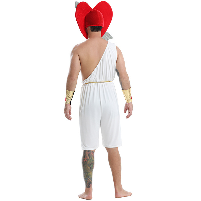 Halloween-themed men's cosplay costume, Cupid's heart-shaped bow and arrow set, for a spooky party.