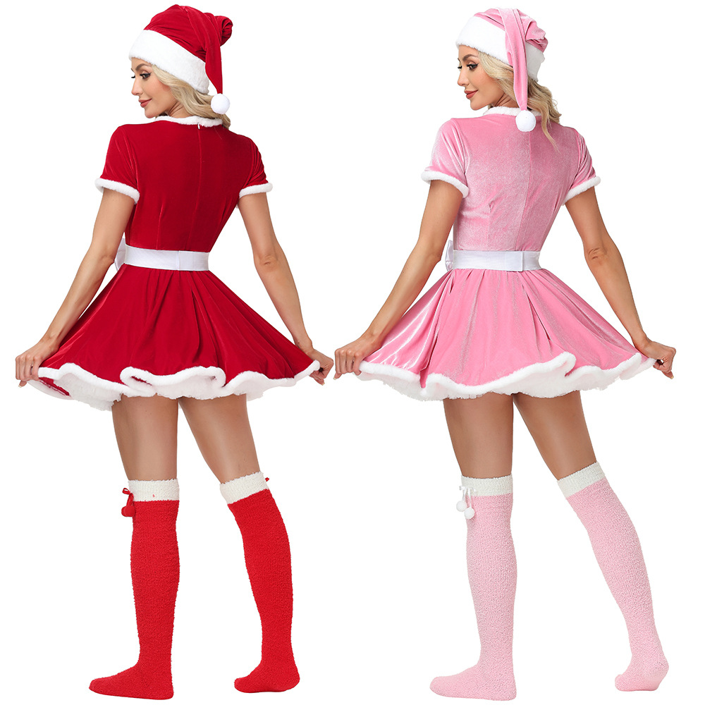 New Christmas Bunny Girl Adult Pink Heart-Shaped Sexy Christmas Performance Costume (Open Chest)