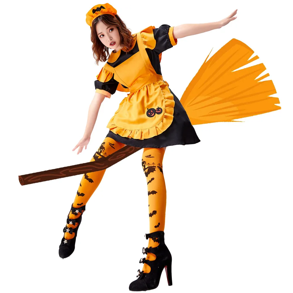 Orange (dress + apron + headband
