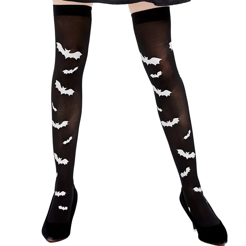 Single-sided black stockings with white batwing sole