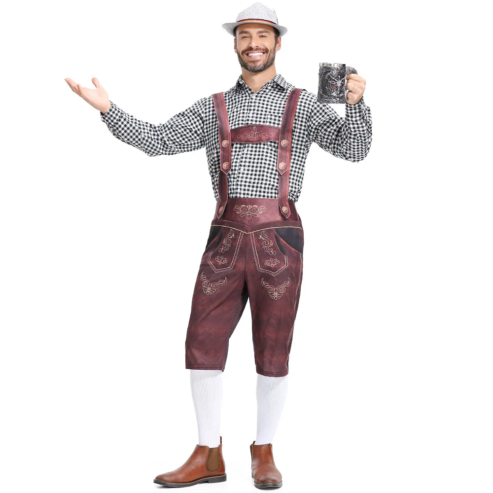 Brown suspenders + black checkered