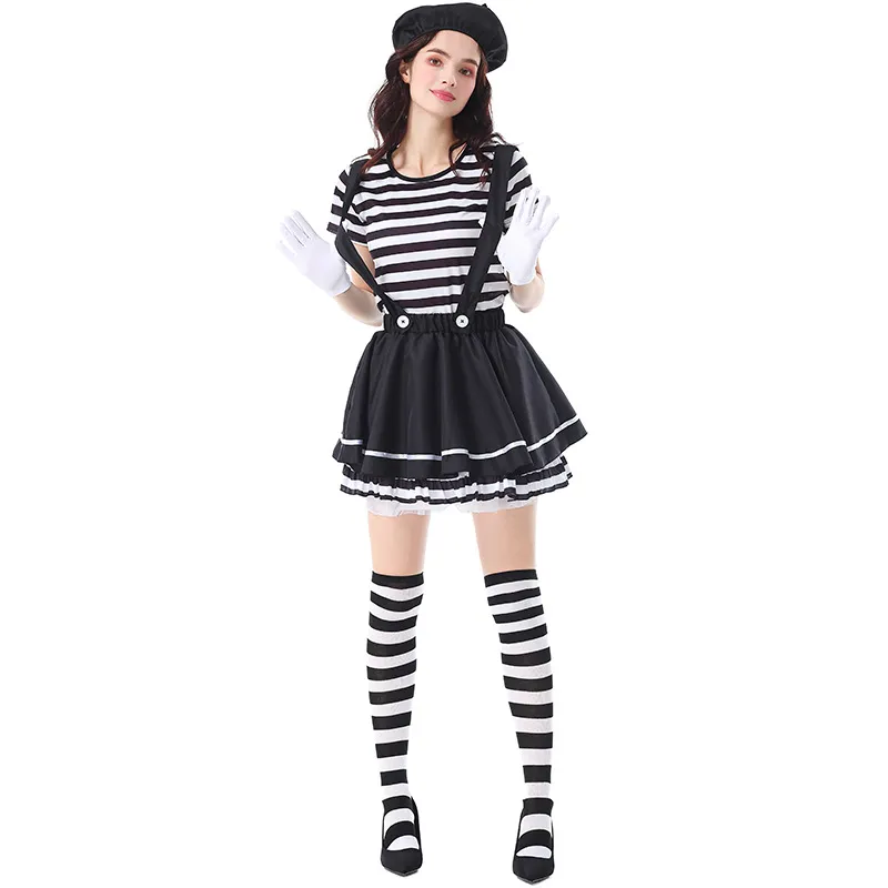 Black and white (hat + top + suspender skirt + gloves