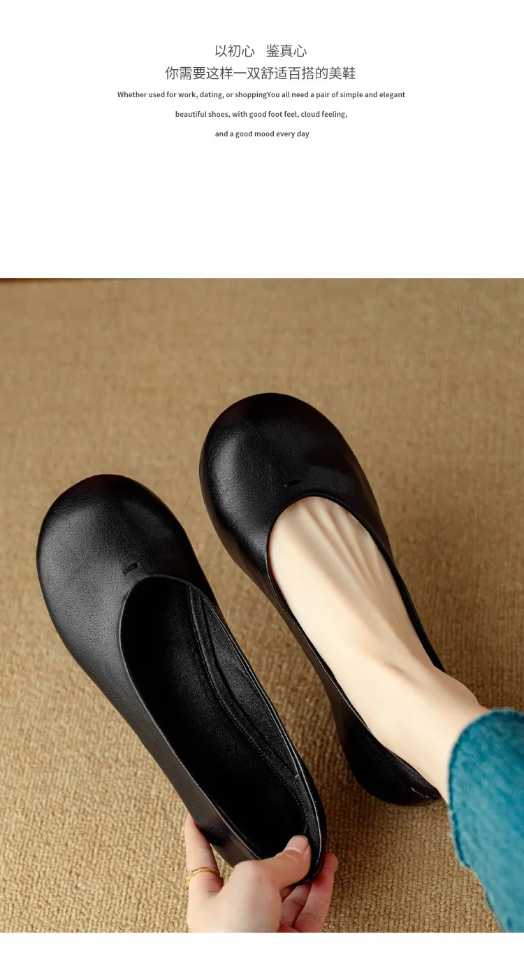 Spring flat round toe low-cut simple comfortable women's shoes in brown and black
