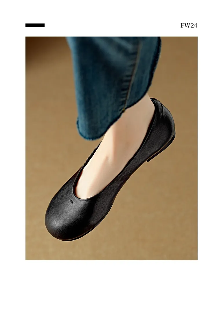 Spring flat round toe low-cut simple comfortable women's shoes in brown and black