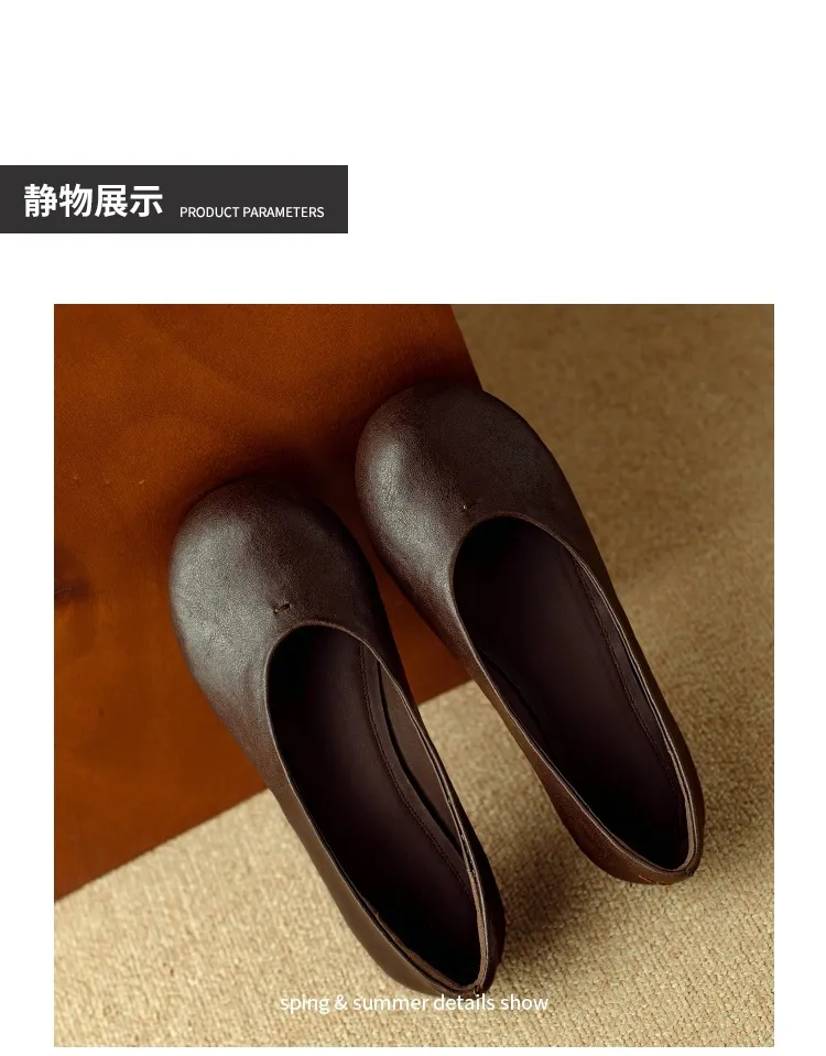 Spring flat round toe low-cut simple comfortable women's shoes in brown and black