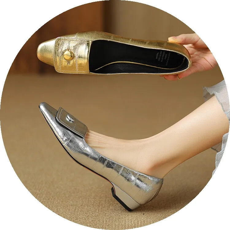 Early Spring French Elegance Pointed Toe Low-Heel Slip-On Flat Shoes for Women