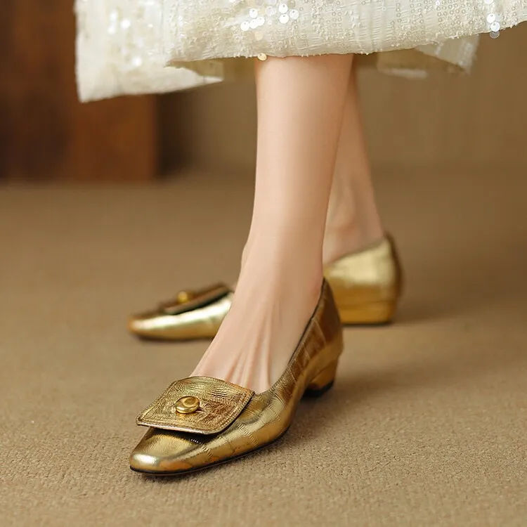 Early Spring French Elegance Pointed Toe Low-Heel Slip-On Flat Shoes for Women
