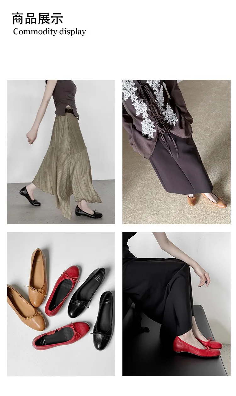 Spring single-shoe wedge heel bow low-cut comfortable cowhide fashion women's shoes