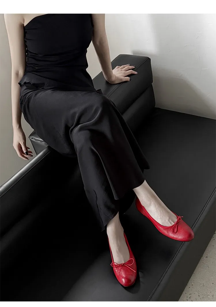 Spring single-shoe wedge heel bow low-cut comfortable cowhide fashion women's shoes