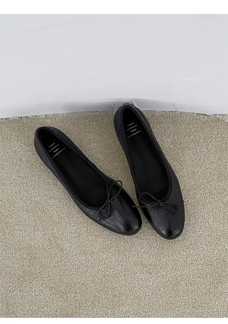 Spring single-shoe wedge heel bow low-cut comfortable cowhide fashion women's shoes