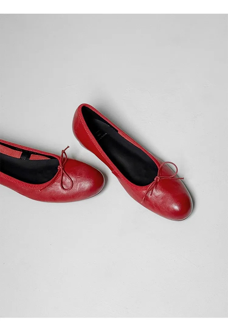 Spring single-shoe wedge heel bow low-cut comfortable cowhide fashion women's shoes