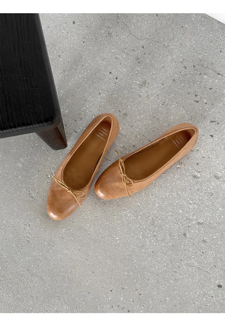 Spring single-shoe wedge heel bow low-cut comfortable cowhide fashion women's shoes