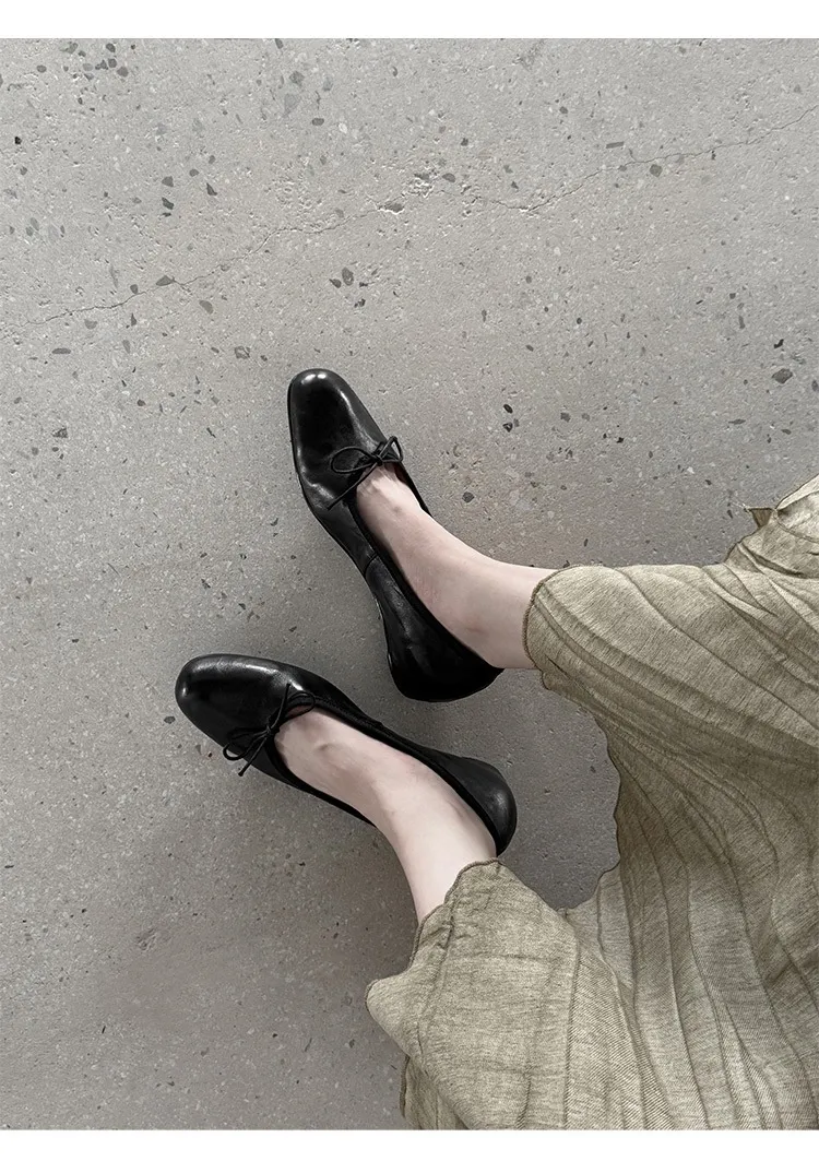 Spring single-shoe wedge heel bow low-cut comfortable cowhide fashion women's shoes
