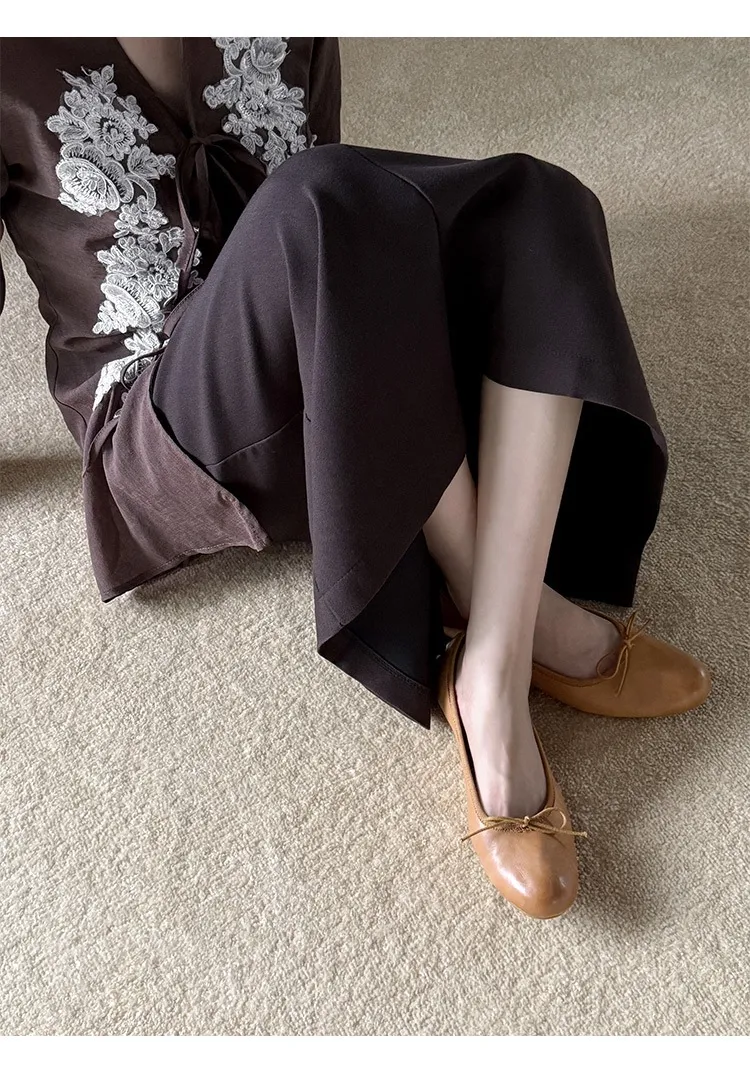 Spring single-shoe wedge heel bow low-cut comfortable cowhide fashion women's shoes