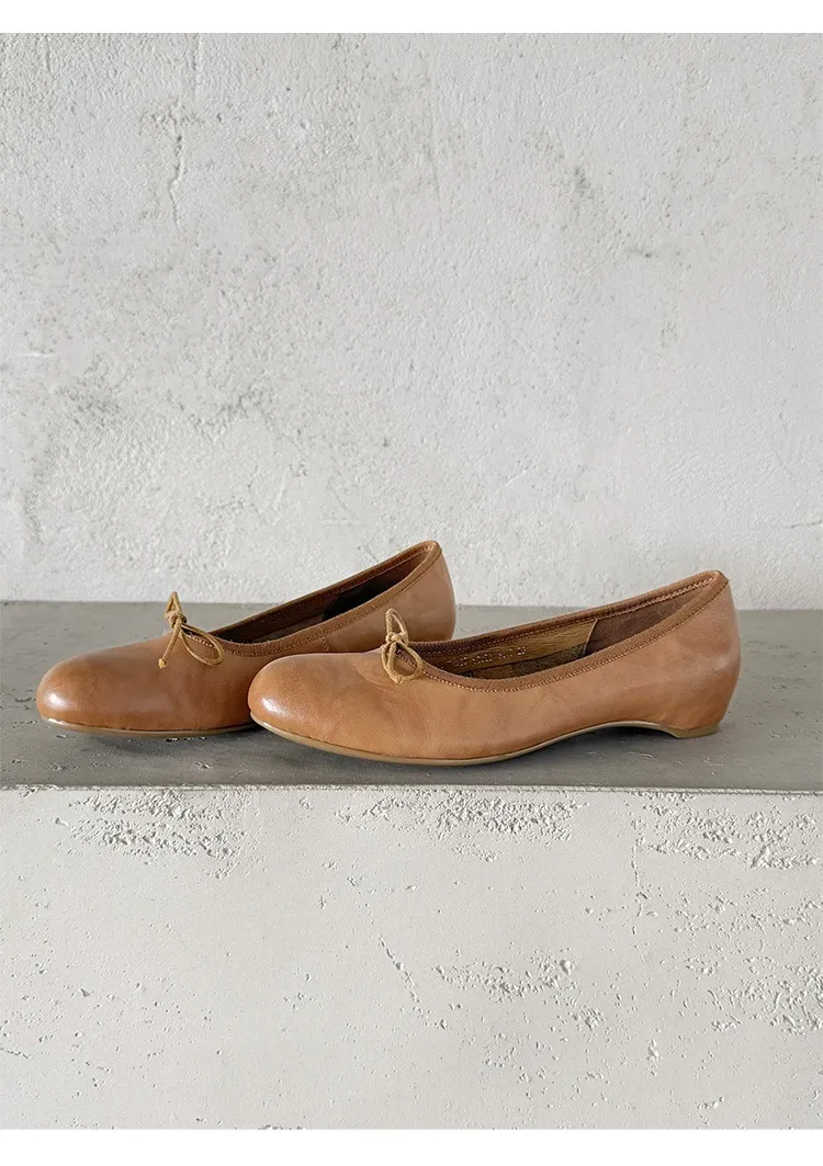 Spring single-shoe wedge heel bow low-cut comfortable cowhide fashion women's shoes