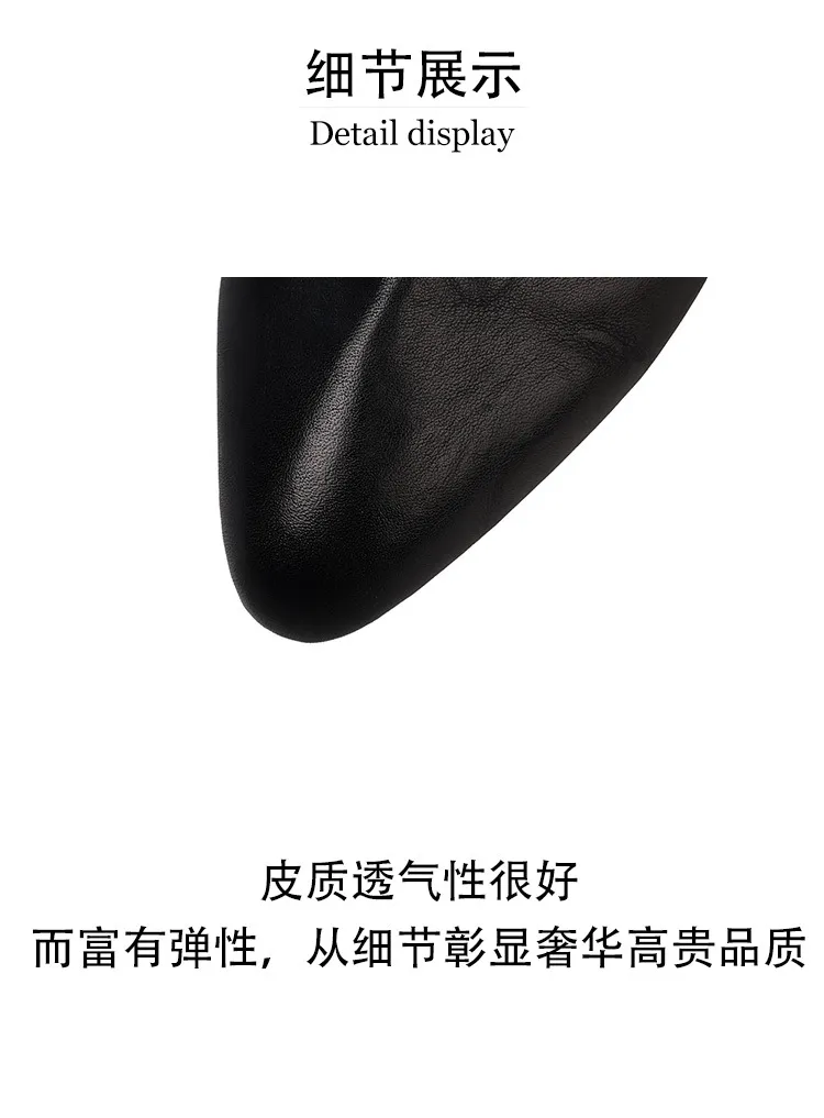Spring round-toe chunky heel low-heel slip-on solid color cowhide loafers for women, 12-15e