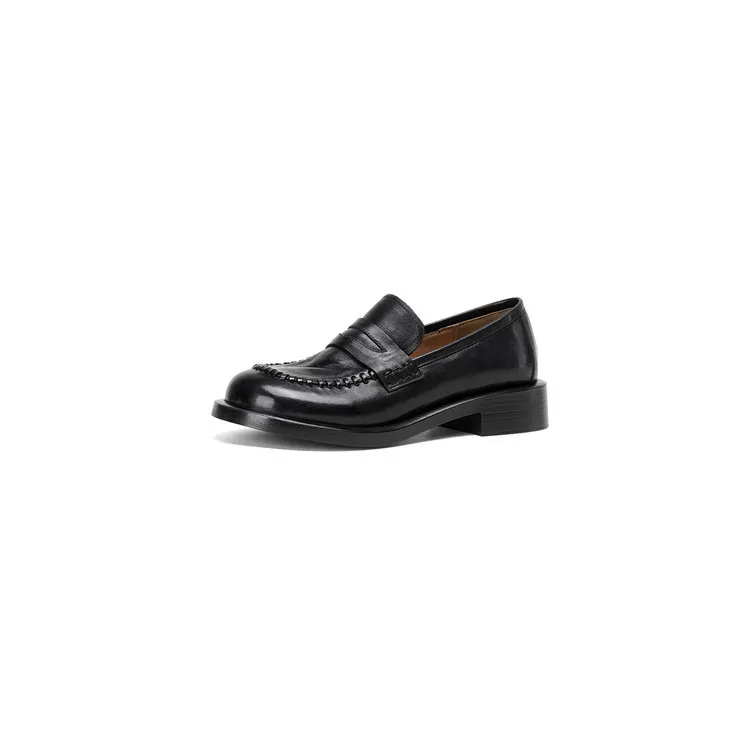 Spring single shoes, round toe, thick sole, chunky heel, slip-on fashion women's shoes, 12-15n