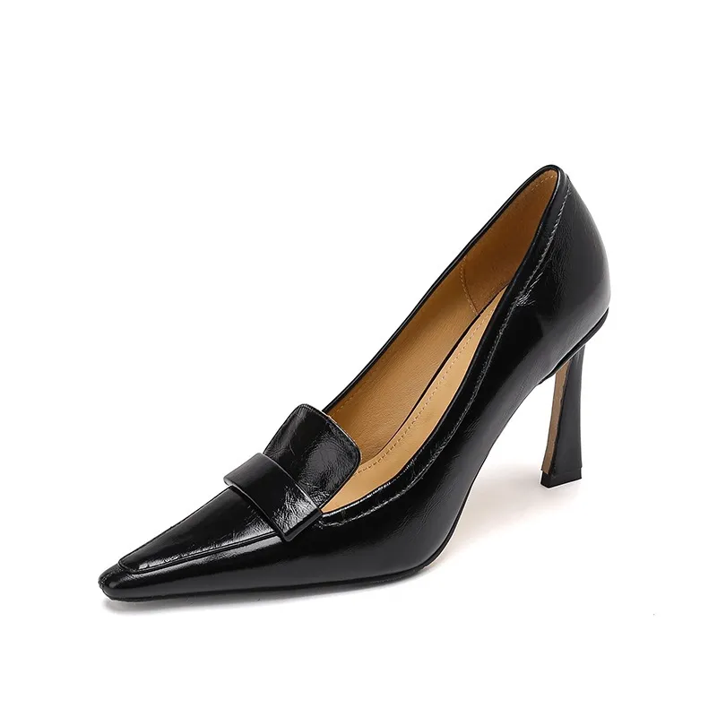 Stylish French high heels, elegant stiletto heels, retro style, durable pointed toe, low-cut, sophisticated high heels for women.