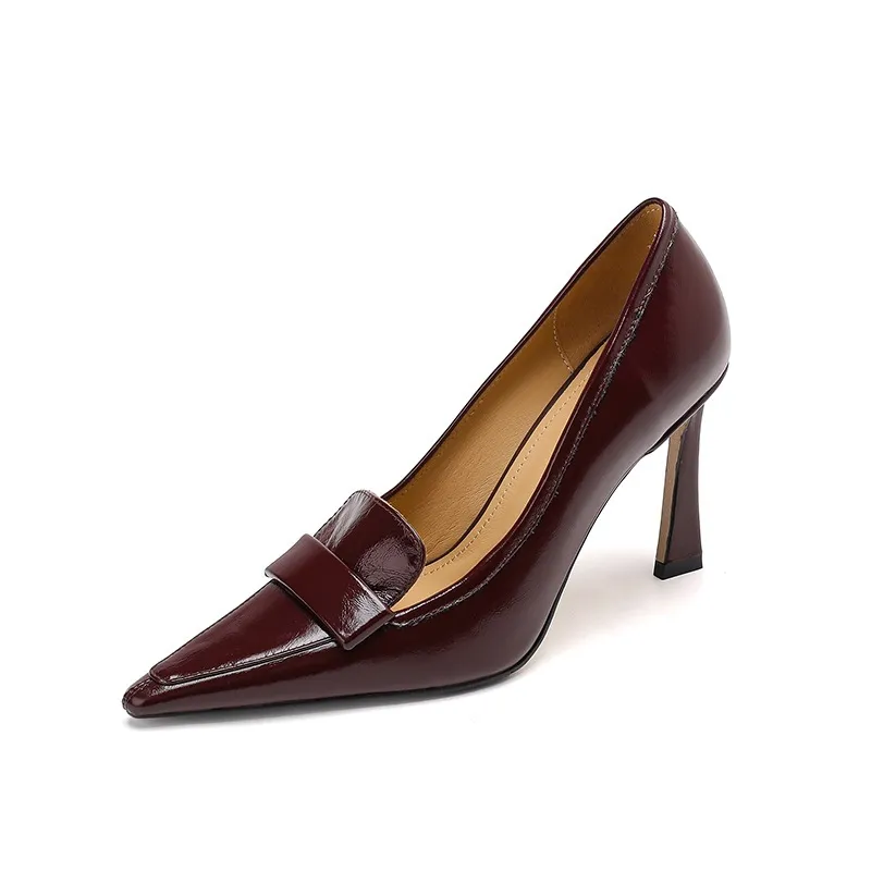 Stylish French high heels, elegant stiletto heels, retro style, durable pointed toe, low-cut, sophisticated high heels for women.