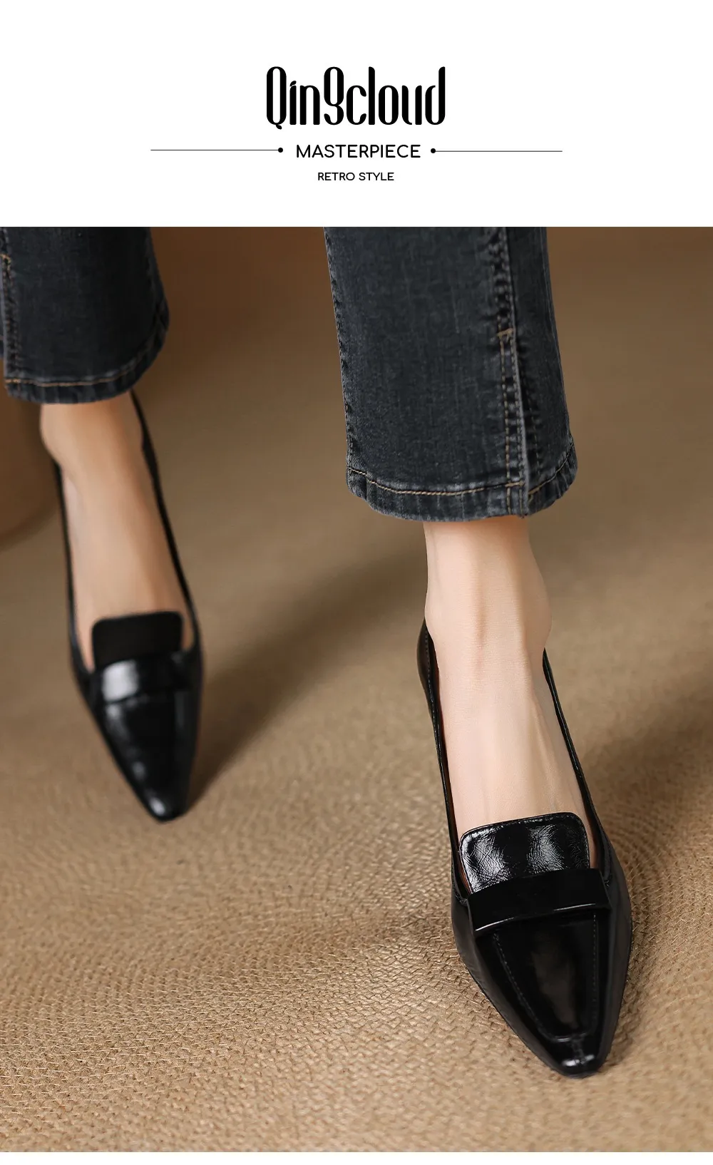Stylish French high heels, elegant stiletto heels, retro style, durable pointed toe, low-cut, sophisticated high heels for women.