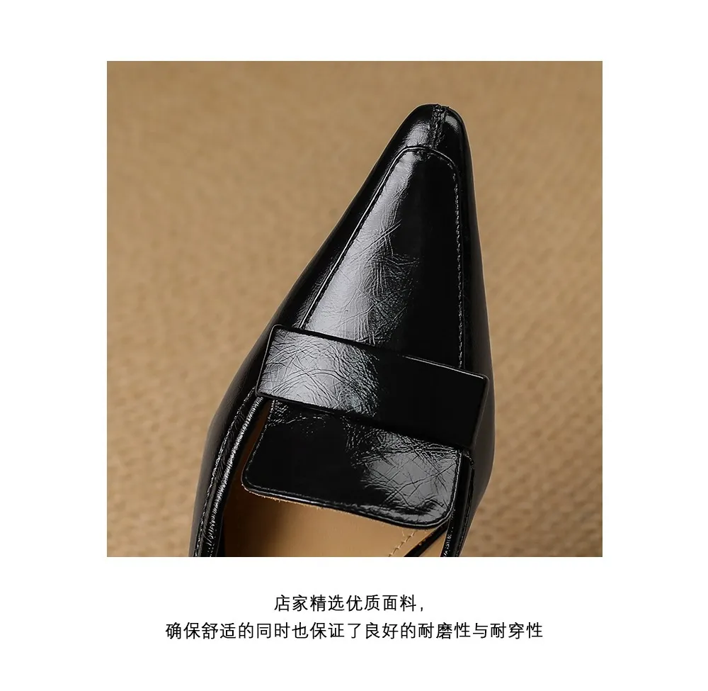 Stylish French high heels, elegant stiletto heels, retro style, durable pointed toe, low-cut, sophisticated high heels for women.