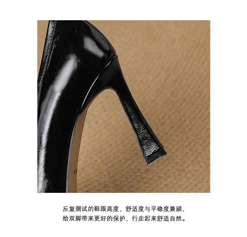 Stylish French high heels, elegant stiletto heels, retro style, durable pointed toe, low-cut, sophisticated high heels for women.