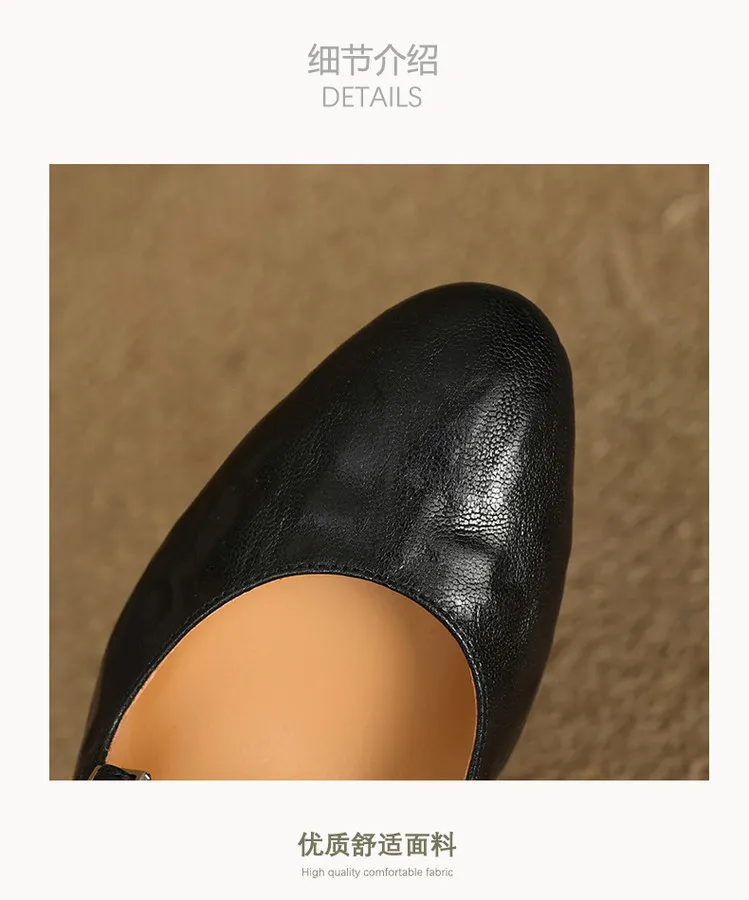 Spring single shoes, round toe, cross buckle, stiletto heel, sheepskin fashion women's shoes, 12-15i