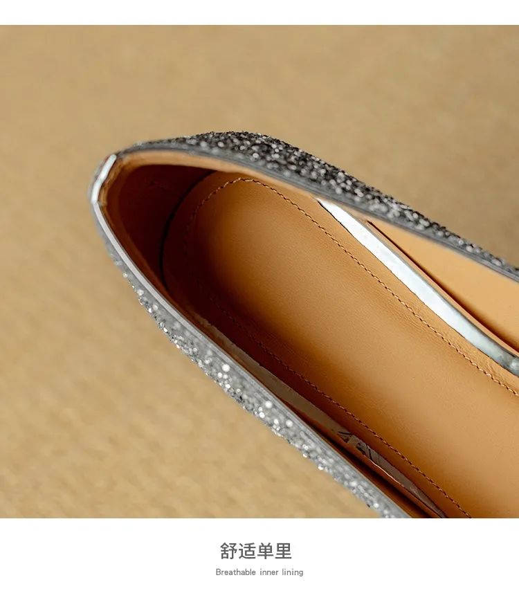 Spring/Autumn Chunky Heel Champagne Gold French High Heels Women's Shoes with Rhinestone Square Buckle, Wedding Shoes, Bridesmaid Dress Shoes