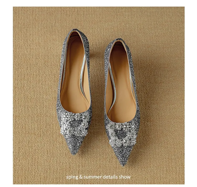 Spring/Autumn Chunky Heel Champagne Gold French High Heels Women's Shoes with Rhinestone Square Buckle, Wedding Shoes, Bridesmaid Dress Shoes