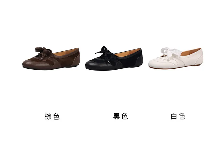 Spring women's shoes, round toe, flat, lace-up, comfortable, black, white, brown, sizes 12-22L