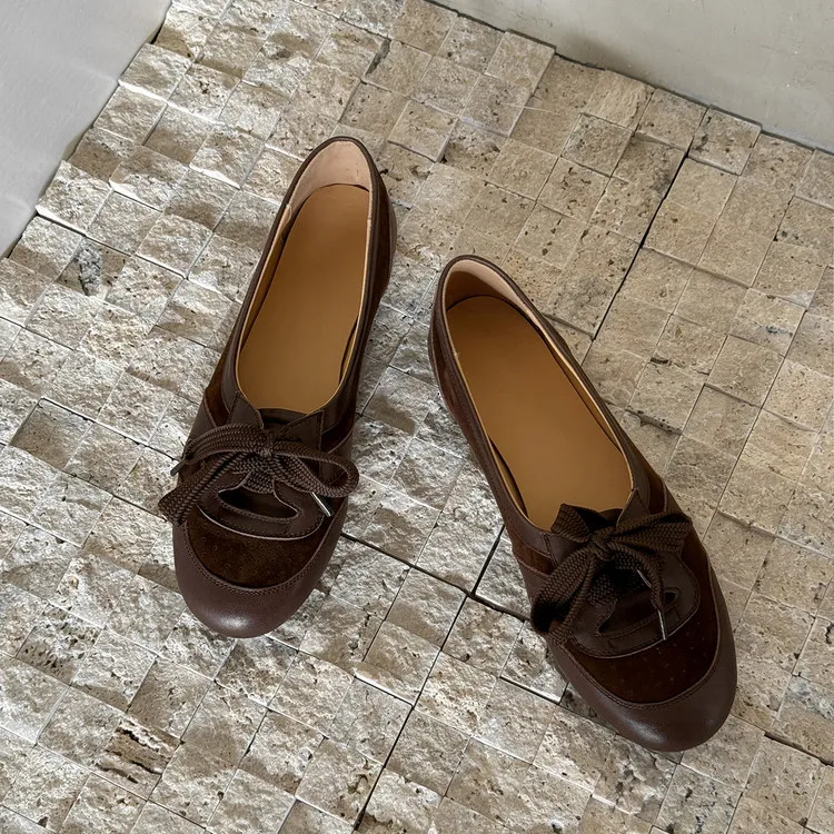 Spring women's shoes, round toe, flat, lace-up, comfortable, black, white, brown, sizes 12-22L