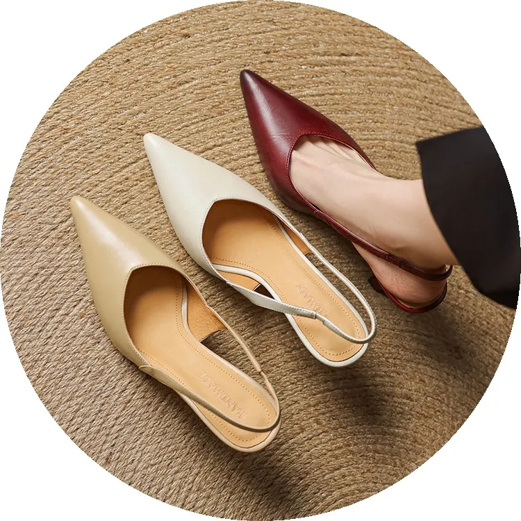 Spring/Summer Pointed Toe Closed Toe Sandals for Women with Stiletto Heels and Open Back - Simple Fashion Shoes