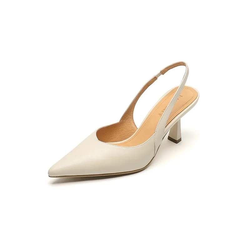Spring/Summer Pointed Toe Closed Toe Sandals for Women with Stiletto Heels and Open Back - Simple Fashion Shoes