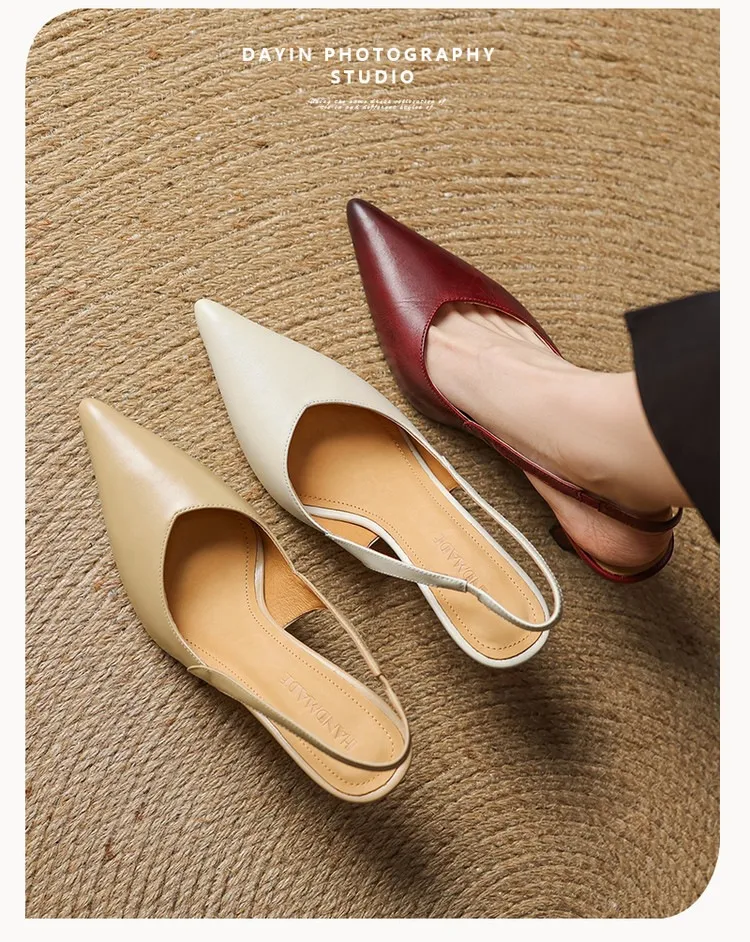 Spring/Summer Pointed Toe Closed Toe Sandals for Women with Stiletto Heels and Open Back - Simple Fashion Shoes