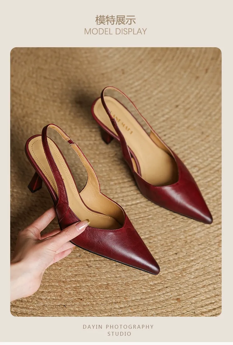 Spring/Summer Pointed Toe Closed Toe Sandals for Women with Stiletto Heels and Open Back - Simple Fashion Shoes