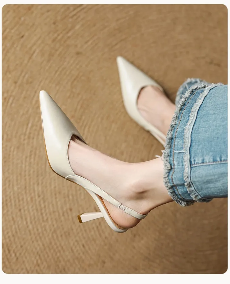 Spring/Summer Pointed Toe Closed Toe Sandals for Women with Stiletto Heels and Open Back - Simple Fashion Shoes