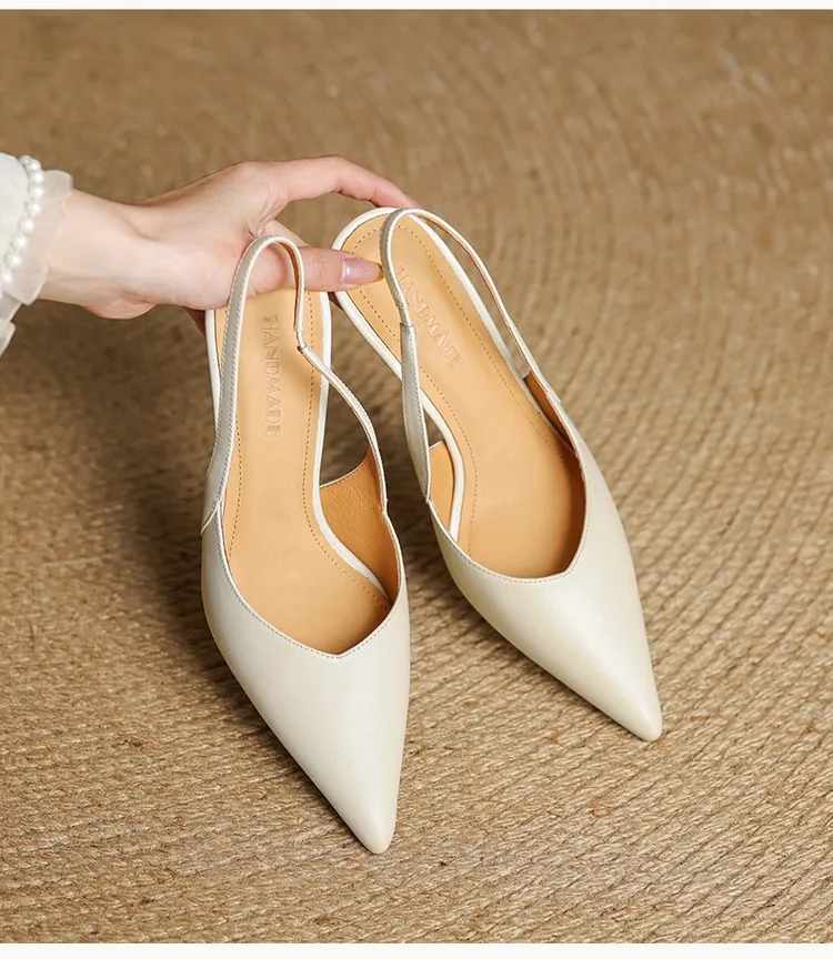 Spring/Summer Pointed Toe Closed Toe Sandals for Women with Stiletto Heels and Open Back - Simple Fashion Shoes