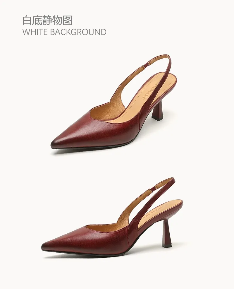 Spring/Summer Pointed Toe Closed Toe Sandals for Women with Stiletto Heels and Open Back - Simple Fashion Shoes