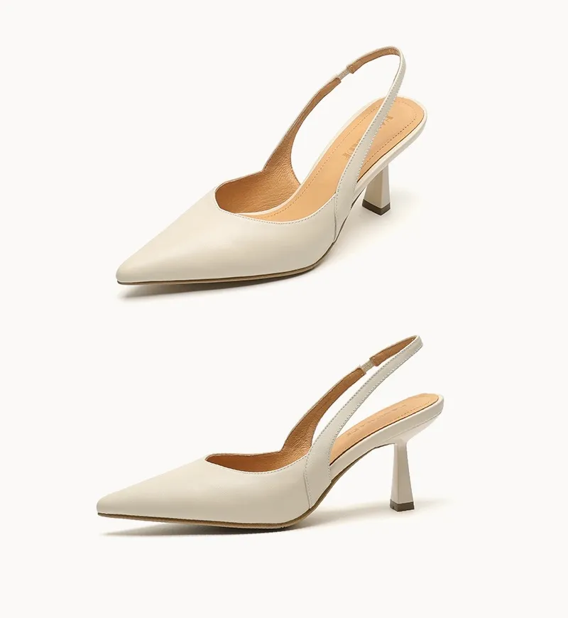 Spring/Summer Pointed Toe Closed Toe Sandals for Women with Stiletto Heels and Open Back - Simple Fashion Shoes