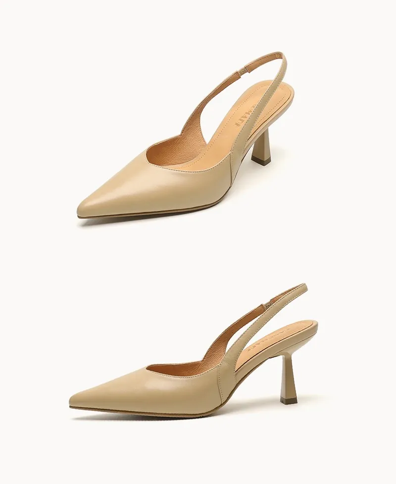 Spring/Summer Pointed Toe Closed Toe Sandals for Women with Stiletto Heels and Open Back - Simple Fashion Shoes