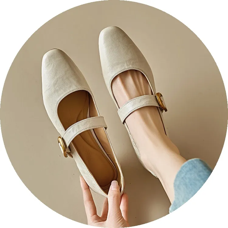 Soft lambskin Mary Jane shoes, Chanel style, spring/summer, single buckle strap, retro soft sole, low-cut women's shoes