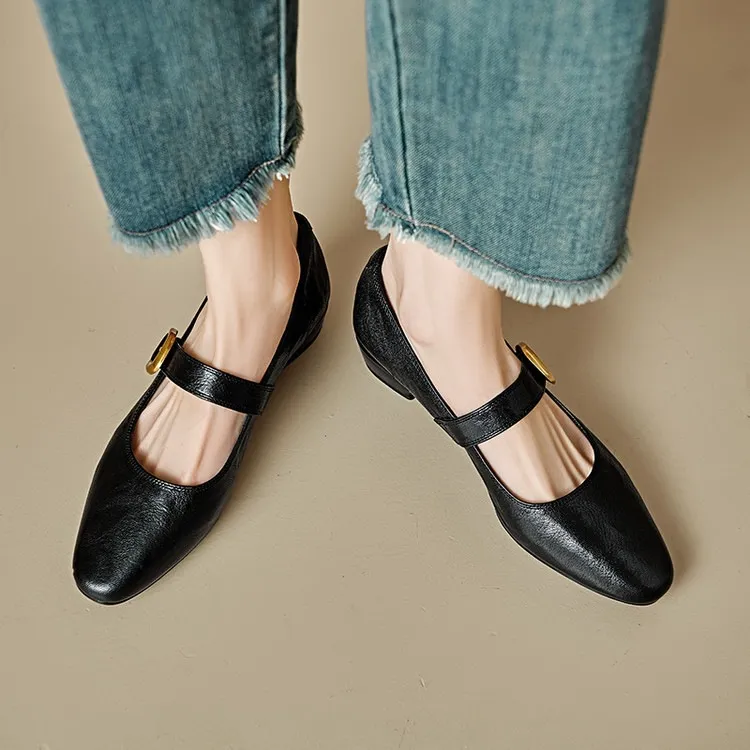 Soft lambskin Mary Jane shoes, Chanel style, spring/summer, single buckle strap, retro soft sole, low-cut women's shoes