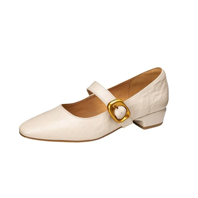 Soft lambskin Mary Jane shoes, Chanel style, spring/summer, single buckle strap, retro soft sole, low-cut women's shoes