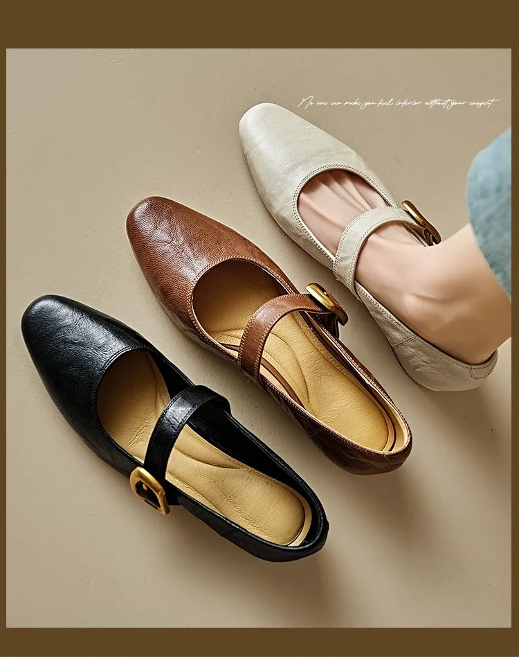 Soft lambskin Mary Jane shoes, Chanel style, spring/summer, single buckle strap, retro soft sole, low-cut women's shoes