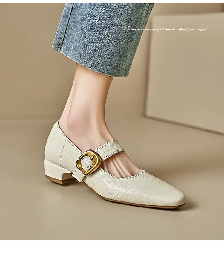 Soft lambskin Mary Jane shoes, Chanel style, spring/summer, single buckle strap, retro soft sole, low-cut women's shoes