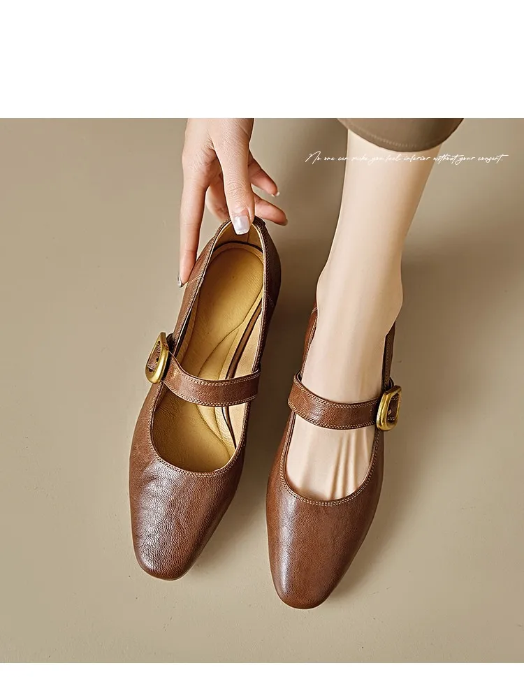Soft lambskin Mary Jane shoes, Chanel style, spring/summer, single buckle strap, retro soft sole, low-cut women's shoes